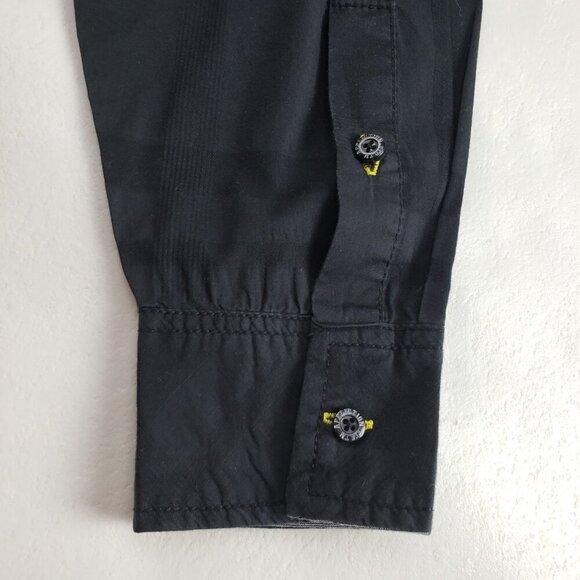 Affliction Button Front Embroidered Shirt Mens Large Black Long Sleeve Casual - Picture 10 of 15